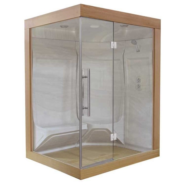 Parní sauna EAGO AWT W200A červený cedr 165×135 pravé provedení