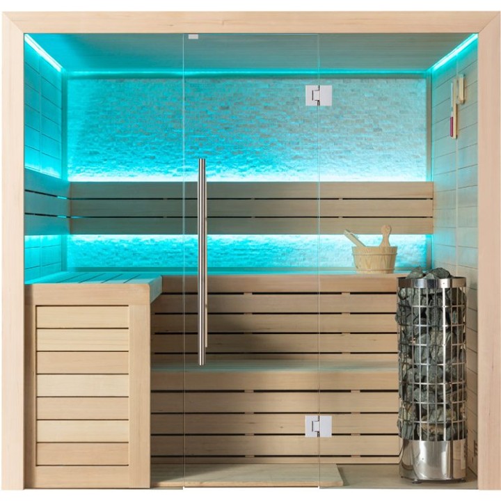 Finská sauna EAGO AWT E1602C hemlock 180×160 9 kW Cilindro