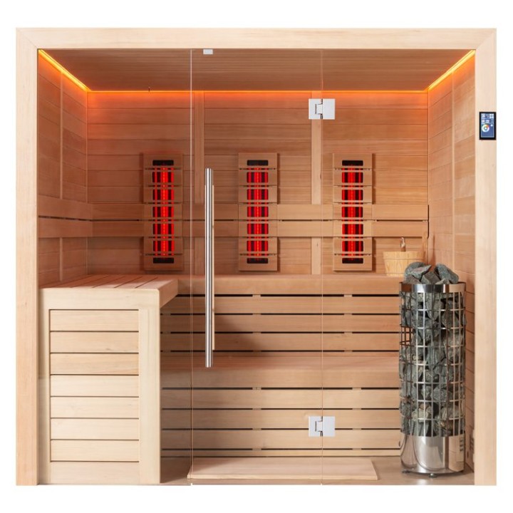 Finská sauna EAGO AWT E1612C-IR hemlock 180×160 9 kW Cilindro