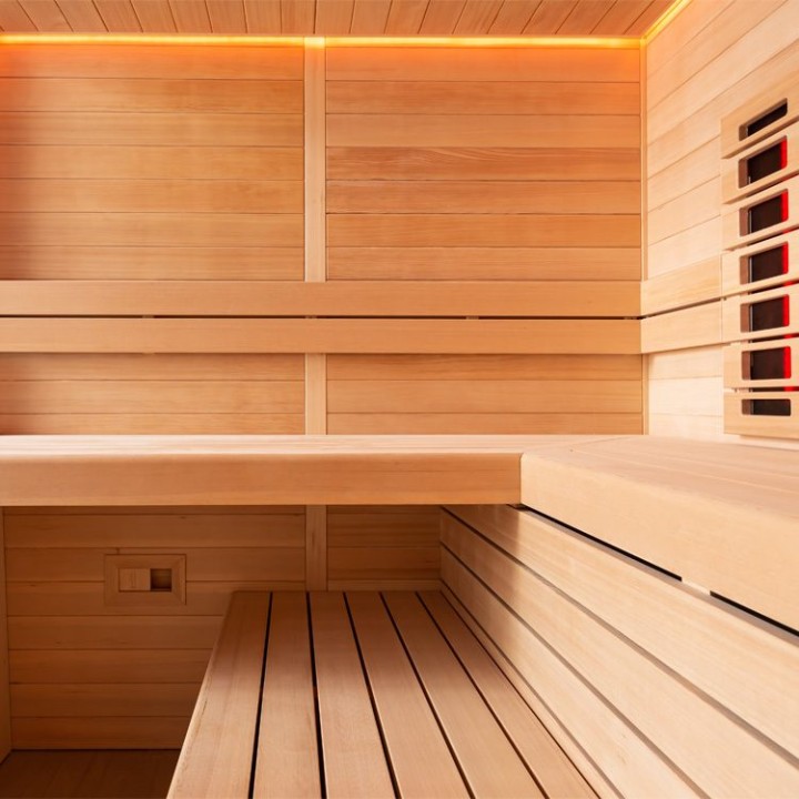 Finská sauna EAGO AWT E1612C-IR hemlock 180×160 9 kW Cilindro
