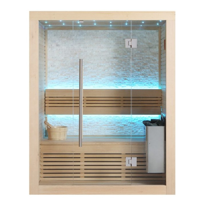 Finská sauna EAGO AWT E1103B hemlock 150×105 4,5 kW TheWall