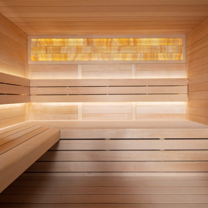 Finská sauna EAGO AWT B1622B hemlock 200×170 9 kW EOS Bi-O Cubo