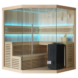 Finská sauna EAGO AWT B1111C hemlock 180×180 9 kW EOS BiO-Cubo