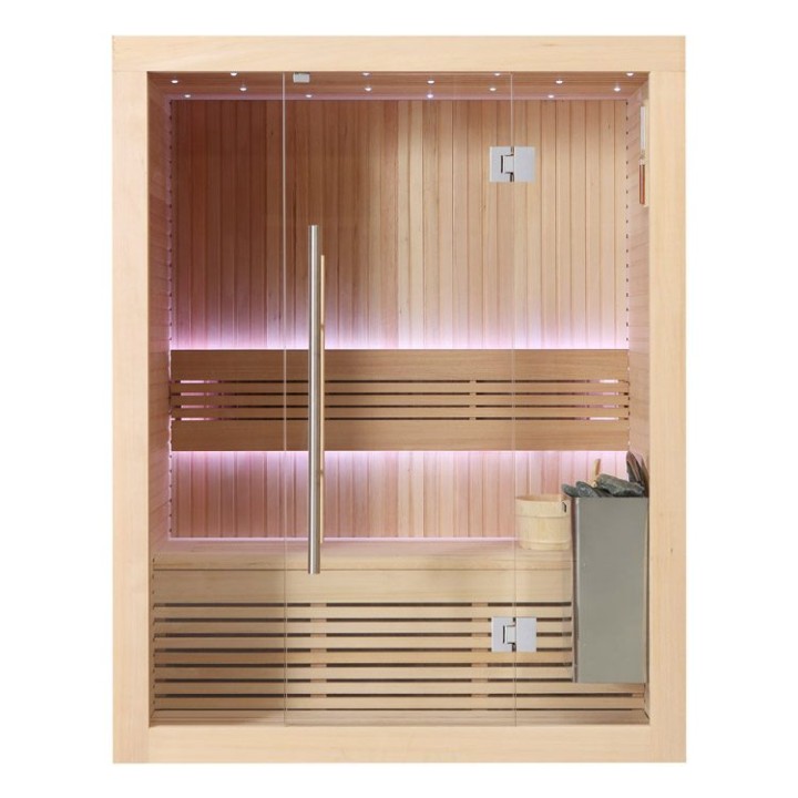 Finská sauna EAGO AWT B1113C hemlock 120×105 4,5 kW TheWall Bi-O