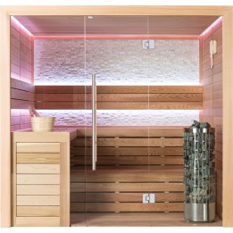 Finská sauna EAGO AWT E1602A červený cedr 220×200 9 kW Cilindro