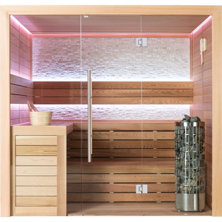Finská sauna EAGO AWT E1602A červený cedr 220×200 9 kW Cilindro