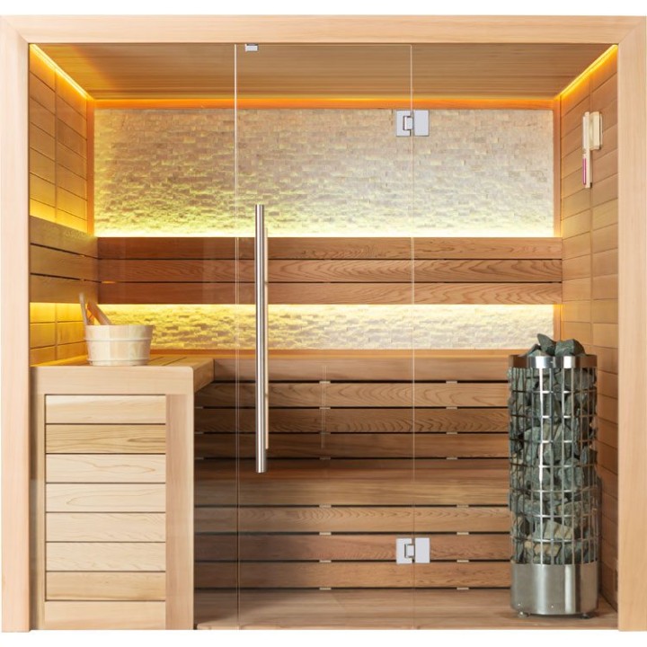 Finská sauna EAGO AWT E1602C červený cedr 180×160 9 kW Cilindro