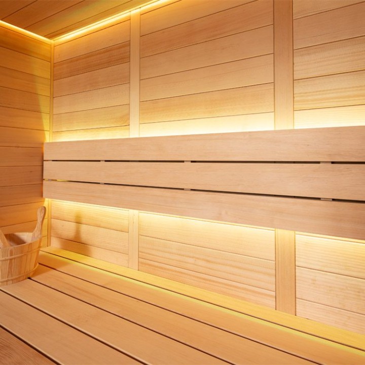 Finská sauna EAGO AWT B1614B hemlock 180×150 9 kW TheWall Bi-O
