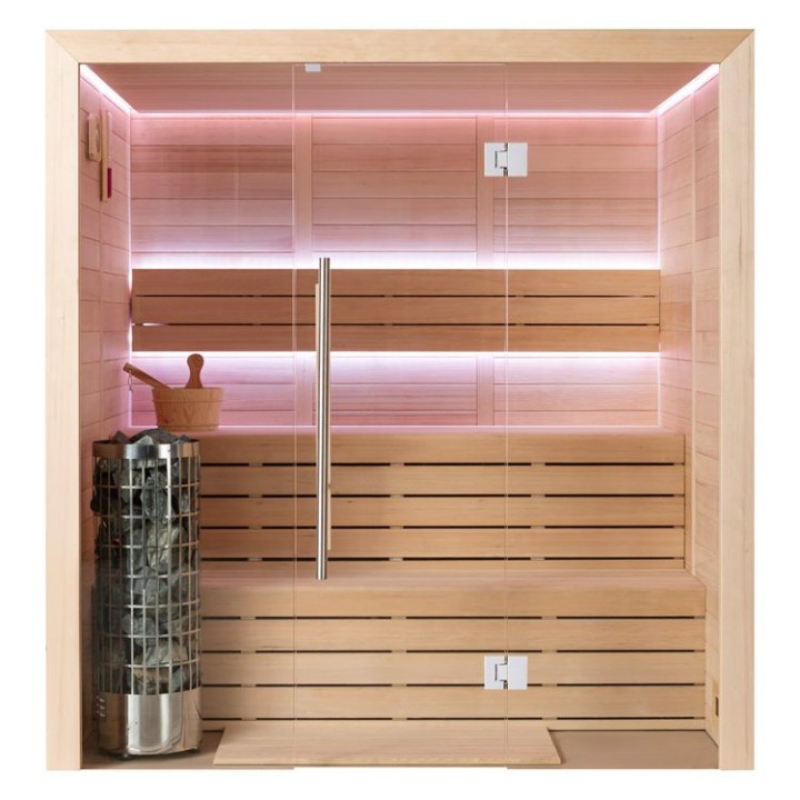 Finská sauna EAGO AWT E1614A hemlock 200×160 9 kW Cilindro