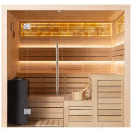 Finská sauna EAGO AWT B1623XL hemlock 240×200 10,8 kW Virta Bi-O