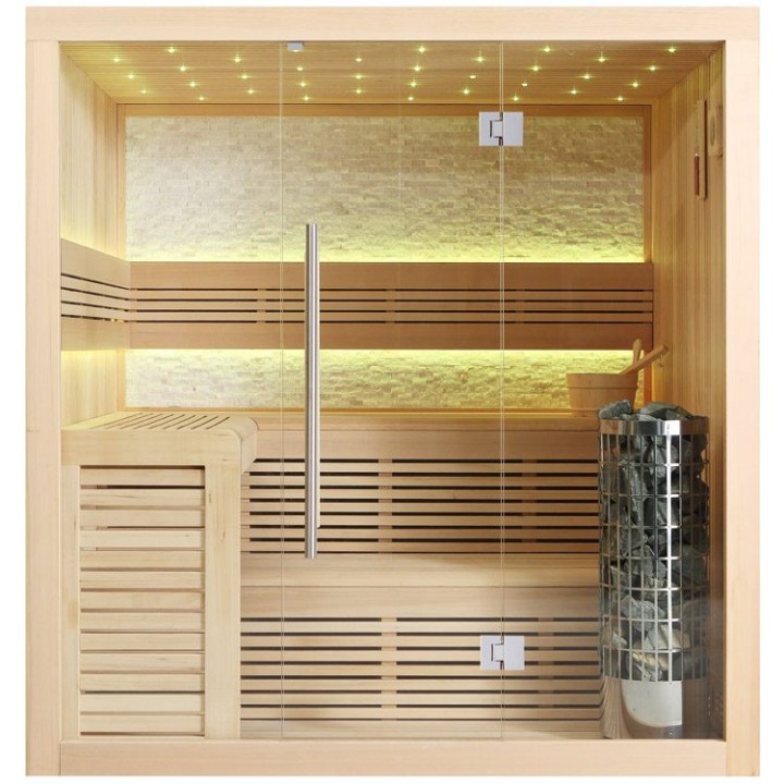 Finská sauna EAGO AWT E1102B hemlock 200×170 9 kW Cilindro