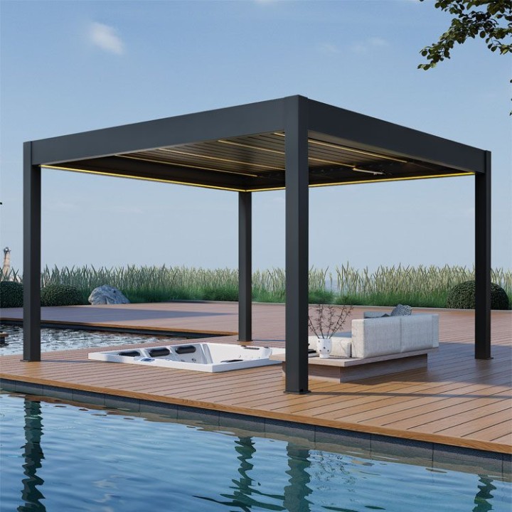 Pergola EAGO AWT P8-4A extreme antracit 4×4 m elektrická