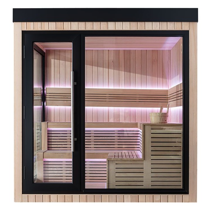 Zahradní sauna EAGO AWT Saunahaus THE CUBE X5-L hemlock 235×235 bez kamen