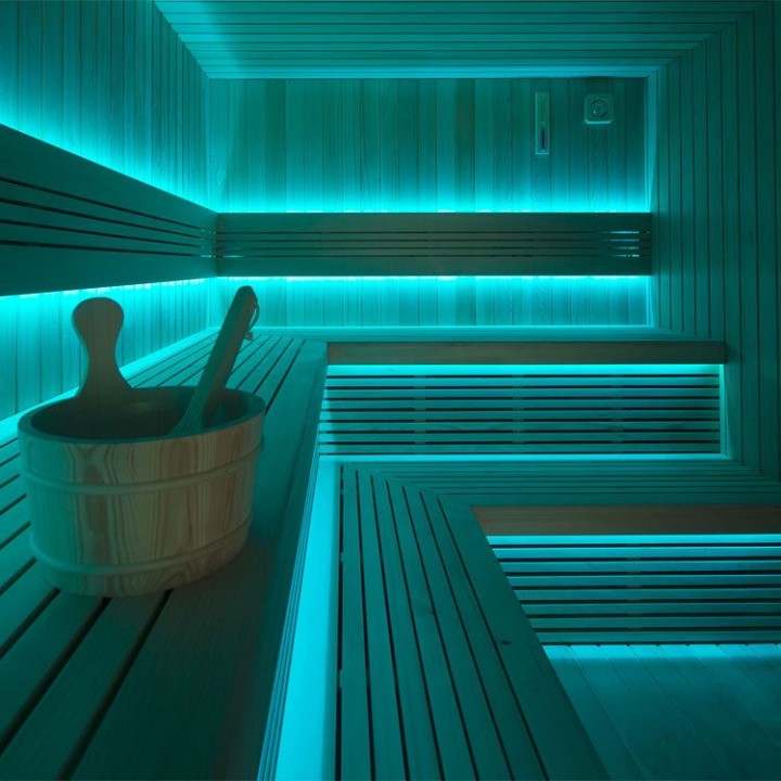 Zahradní sauna EAGO AWT Saunahaus THE CUBE X7-R hemlock 300×235 bez kamen