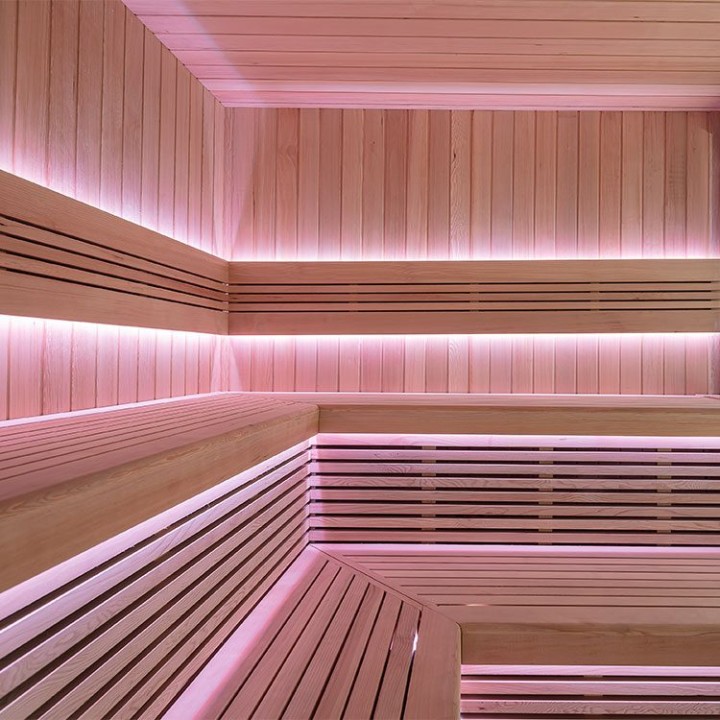 Zahradní sauna EAGO AWT Saunahaus THE CUBE X5-R hemlock 235×235 bez kamen