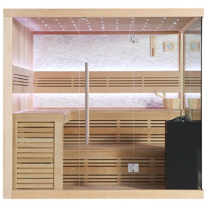 Finská sauna EAGO AWT E1105C hemlock 180×180 9 kW Virta