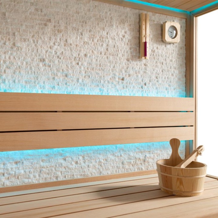 Finská sauna EAGO AWT B1601A hemlock 220×220 9 kW Virta Bi-O