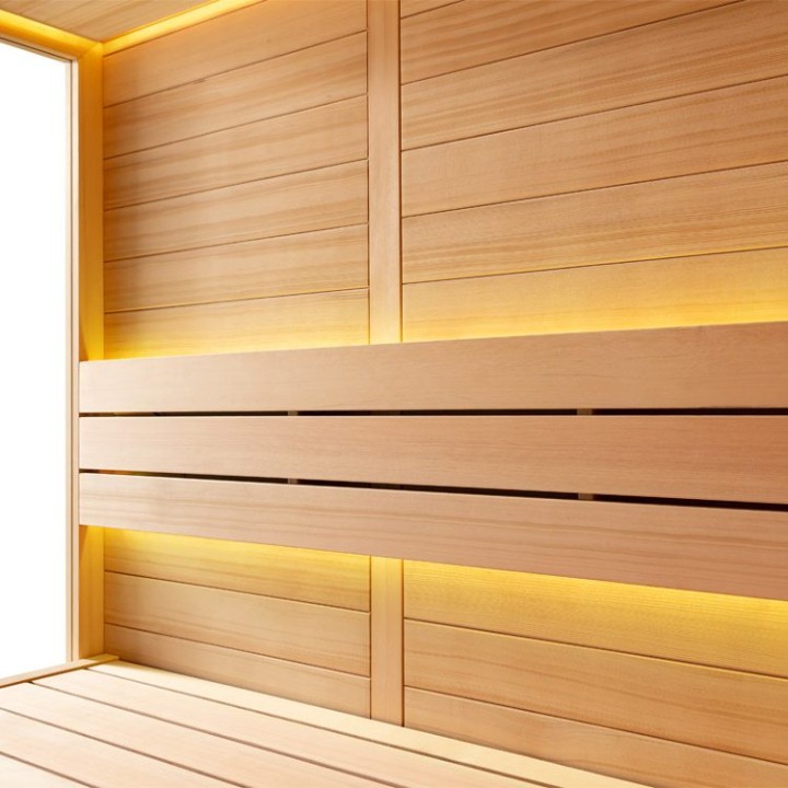 Finská sauna EAGO AWT B1611C hemlock 180×180 9 kW Virta Bi-O