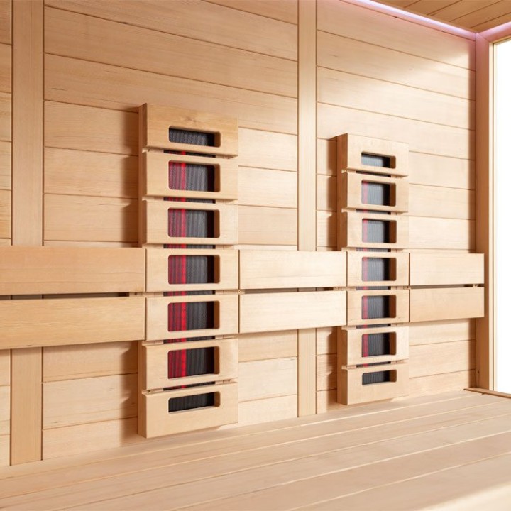 Finská sauna EAGO AWT E1611C-IR hemlock 180×180 9 kW Cilindro