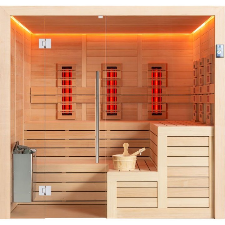 Finská sauna EAGO AWT E1613C-IR hemlock 180×180 9 kW TheWall