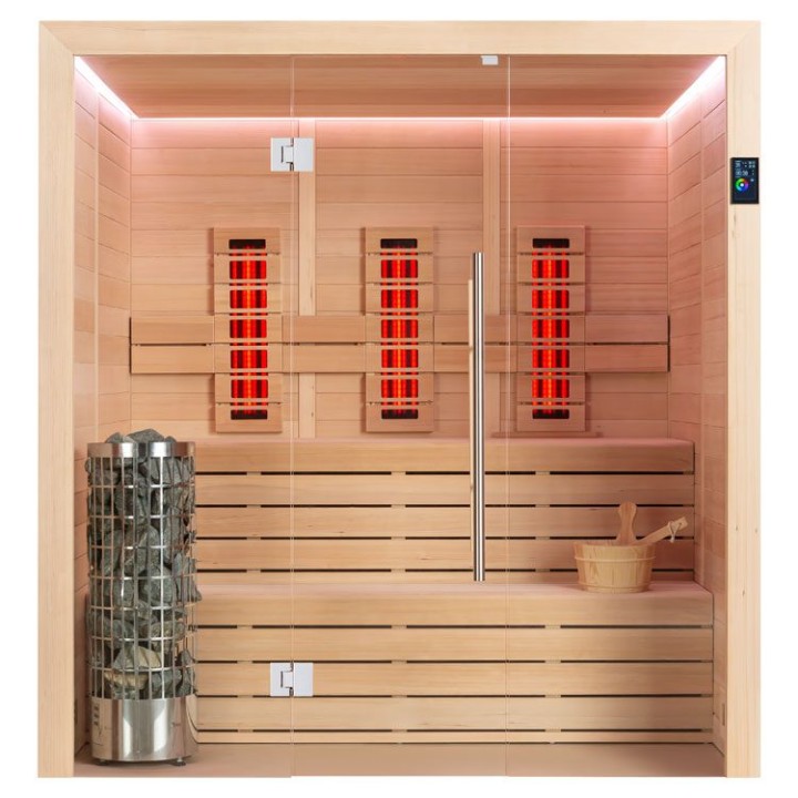 Finská sauna EAGO AWT E1614A-IR hemlock 200×160 9 kW Cilindro