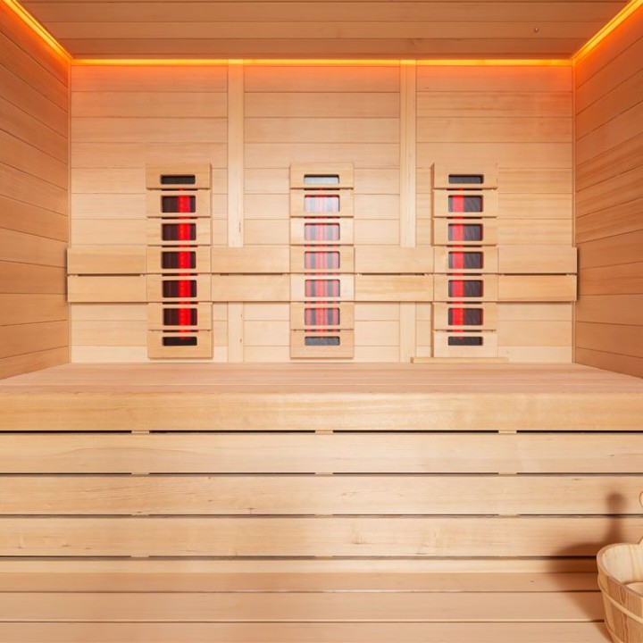 Finská sauna EAGO AWT E1614A-IR hemlock 200×160 9 kW Cilindro