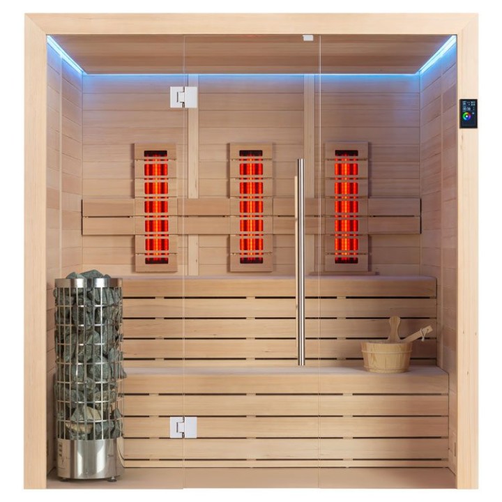 Finská sauna EAGO AWT E1614B-IR hemlock 180×150 6,8 kW Cilindro
