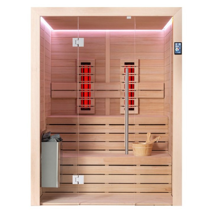 Finská sauna EAGO AWT E1614C-IR hemlock 160×150 6,8 kW Cilindro