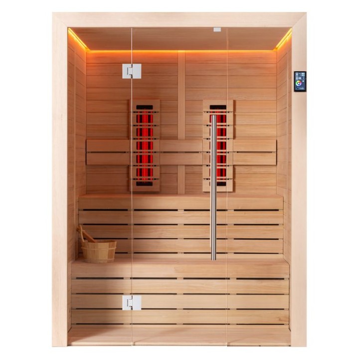 Finská sauna EAGO AWT E1614C-IR hemlock 160×150 6 kW TheWall