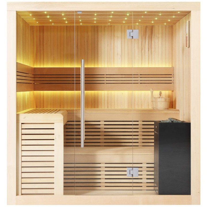 Finská sauna EAGO AWT B1112B hemlock 200×170 9 kW EOS BiO-Cubo
