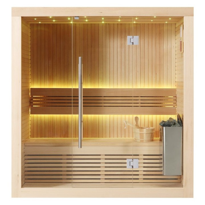 Finská sauna EAGO AWT B1113A hemlock 180×105 4,5 kW TheWall Bi-O