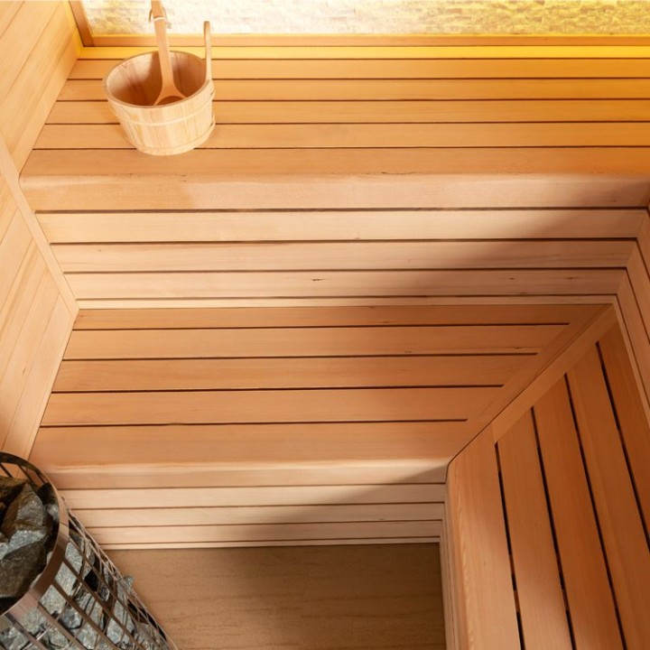 Finská sauna EAGO AWT B1603A hemlock 220×200 9 kW EOS Bi-O Cubo