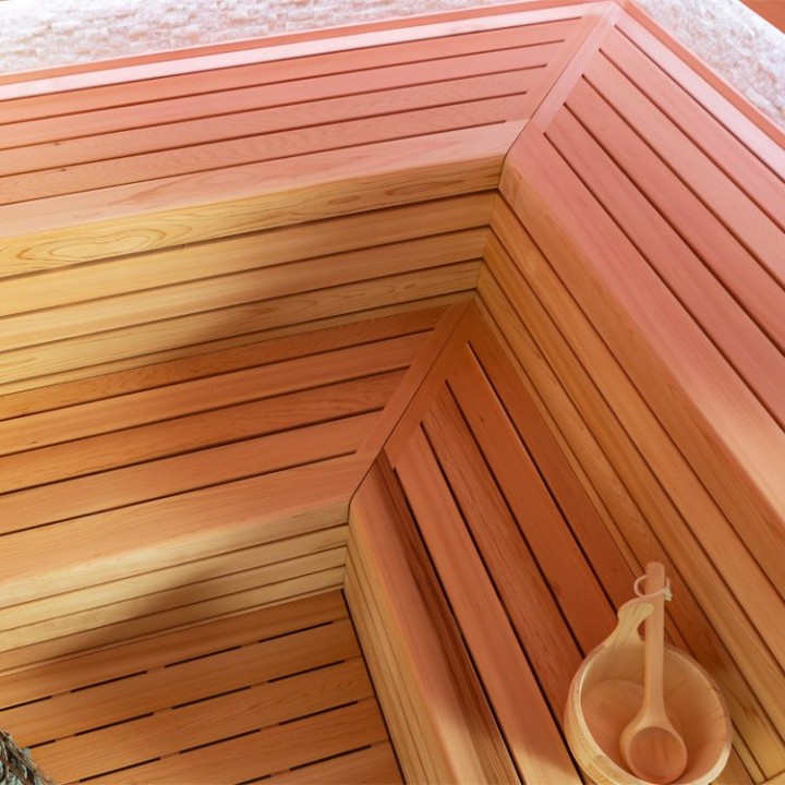 Finská sauna EAGO AWT B1603A červený cedr 220×200 9 kW EOS Bi-O Cubo