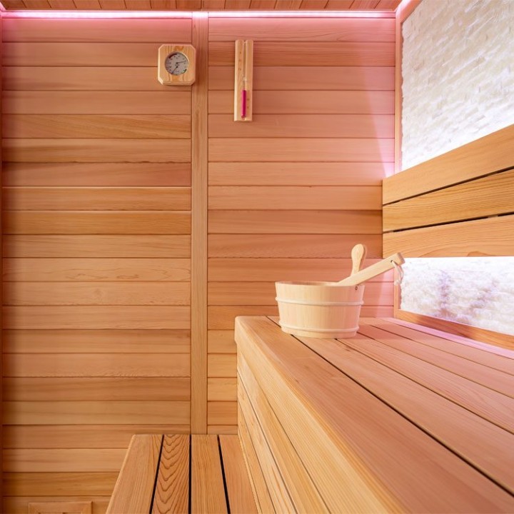 Finská sauna EAGO AWT B1604C červený cedr 160×150 9 kW TheWall Bi-O