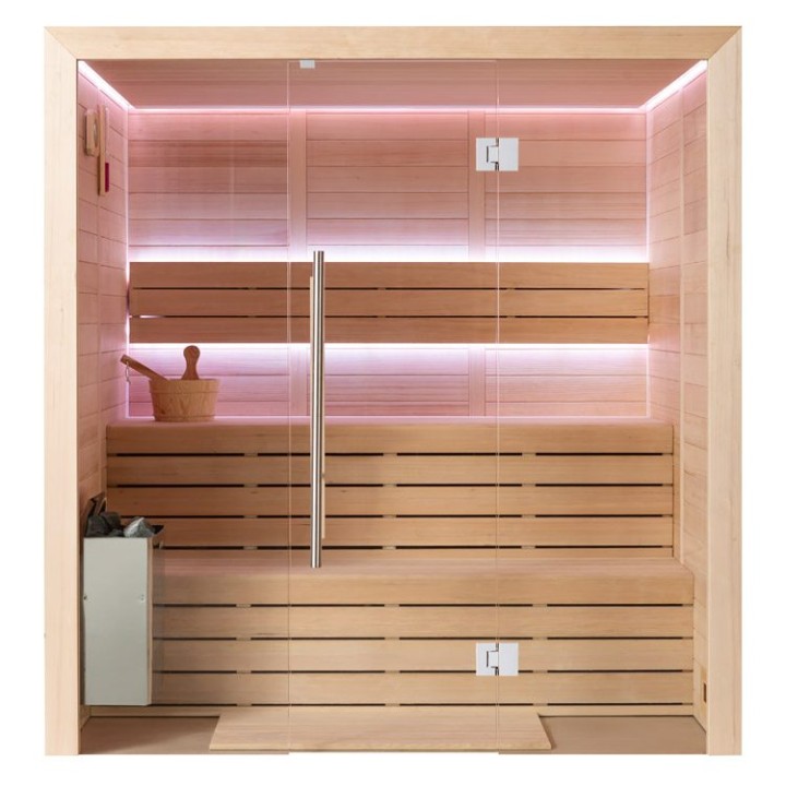 Finská sauna EAGO AWT B1614B hemlock 180×150 9 kW TheWall Bi-O