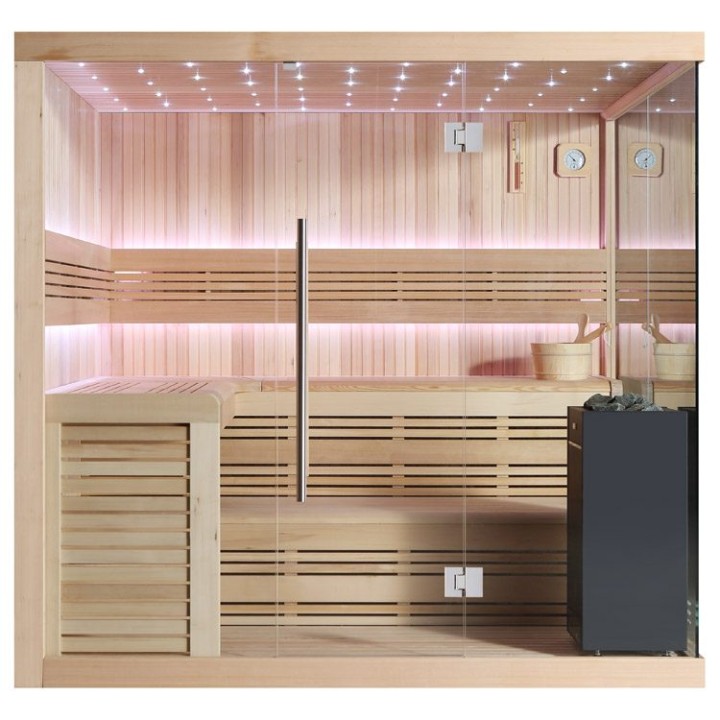 Finská sauna EAGO AWT E1115A hemlock 220×200 9 kW Virta