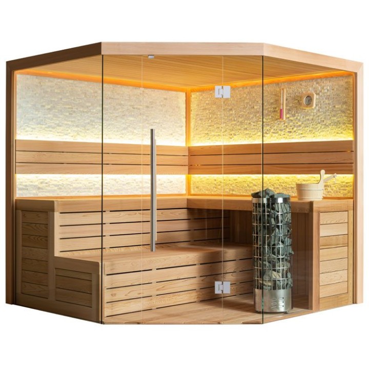 Finská sauna EAGO AWT E1601B červený cedr 200×200 9 kW Virta