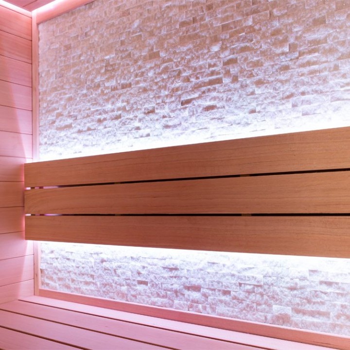 Finská sauna EAGO AWT E1604B hemlock 180×150 6 kW TheWall