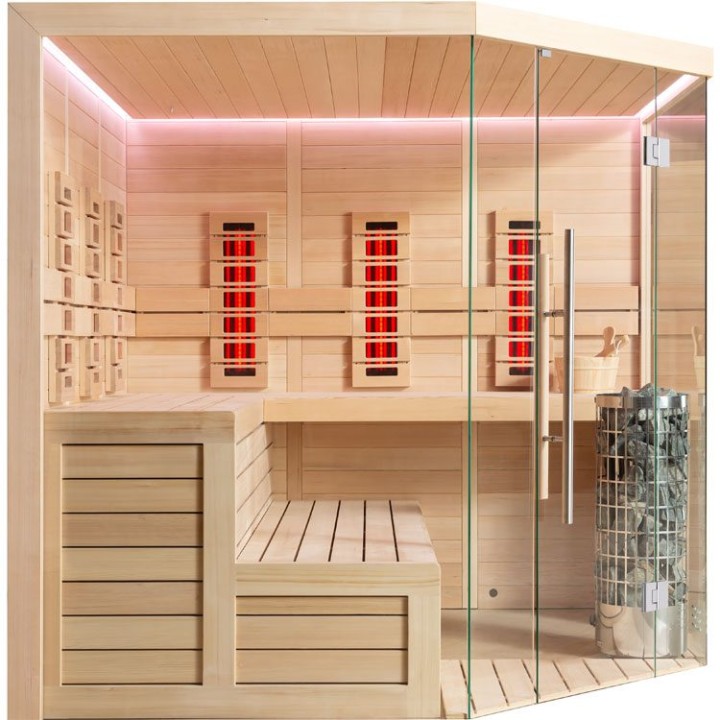 Finská sauna EAGO AWT E1611XL-IR hemlock 250×250 bez kamen