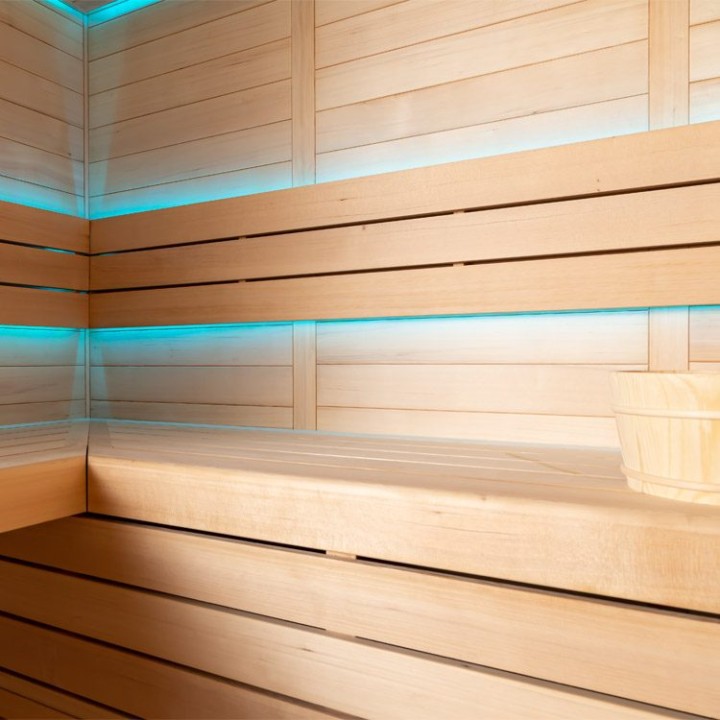Finská sauna EAGO AWT E1612A hemlock 220×200 9 kW Virta