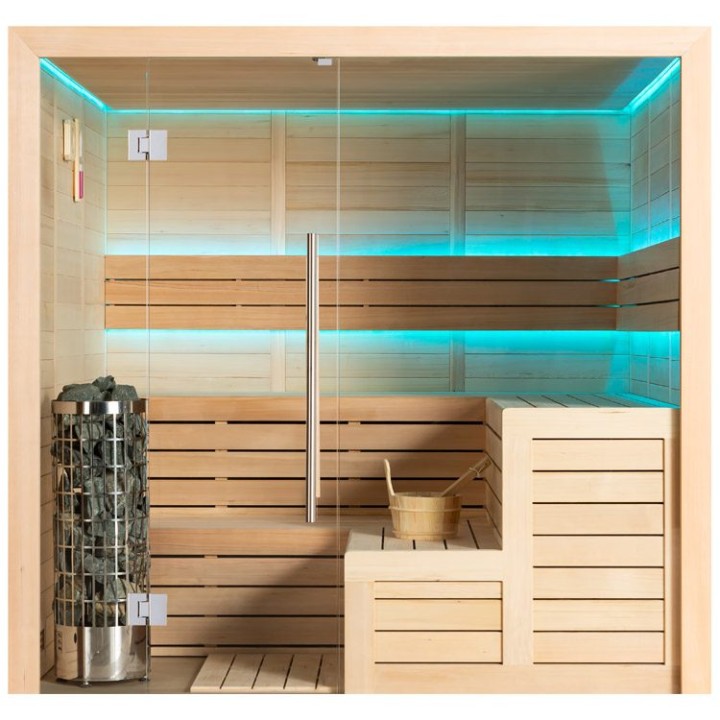 Finská sauna EAGO AWT E1613C hemlock 180×180 9 kW Cilindro