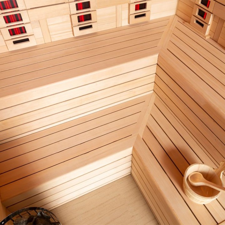 Finská sauna EAGO AWT E1613XL-IR hemlock 240×200 bez kamen