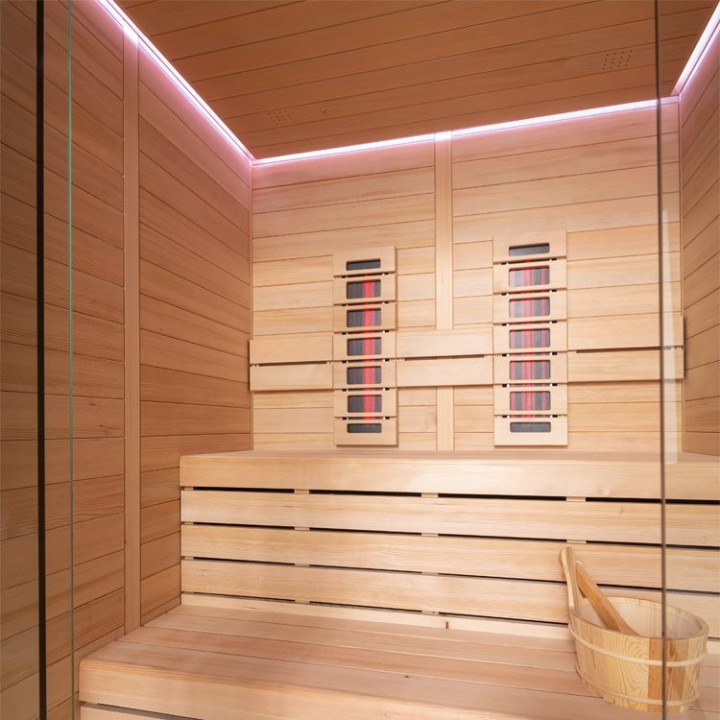 Finská sauna EAGO AWT E1614C-IR hemlock 160×150 bez kamen