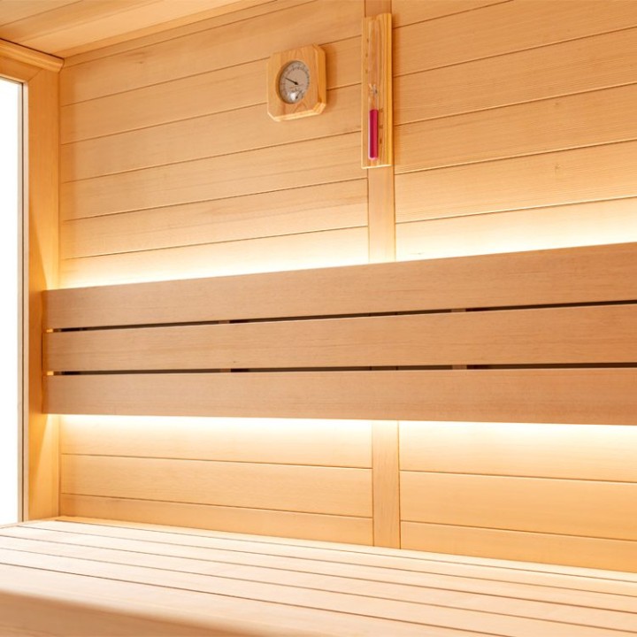 Finská sauna EAGO AWT E1620C hemlock 300×250 13,5 kW Virta