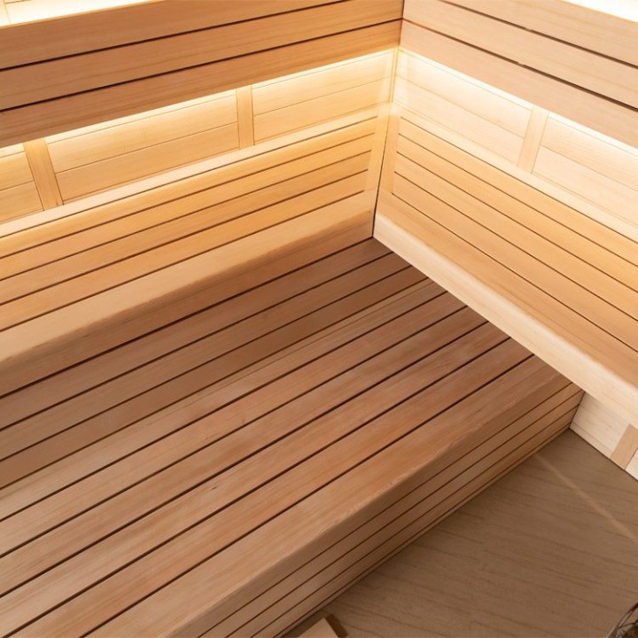Finská sauna EAGO AWT E1621A hemlock 220×220 9 kW Cilindro