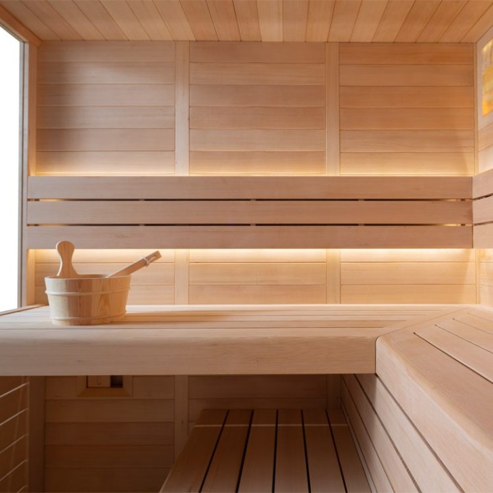 Finská sauna EAGO AWT E1622C hemlock 180×160 9 kW TheWall