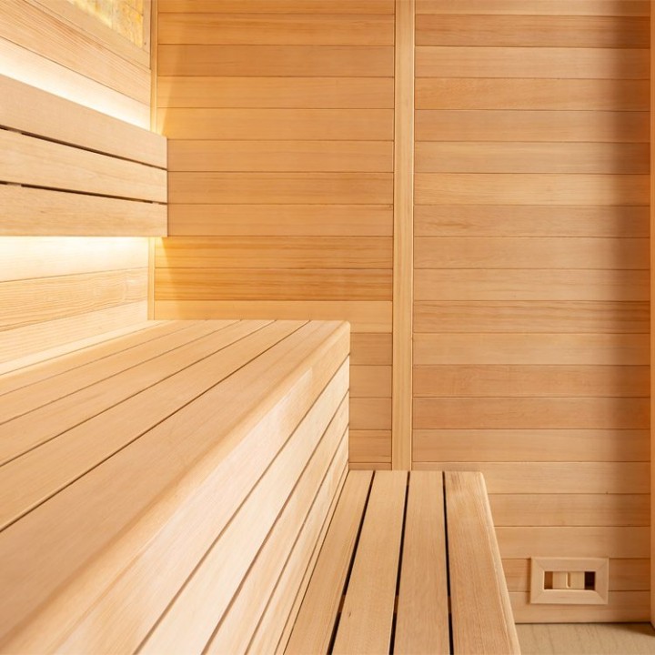 Finská sauna EAGO AWT E1624A hemlock 200×160 9 kW Cilindro