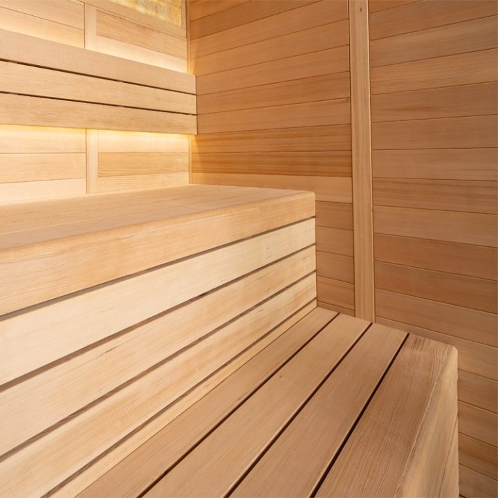 Finská sauna EAGO AWT E1624C hemlock 160×150 6,8 kW Cilindro