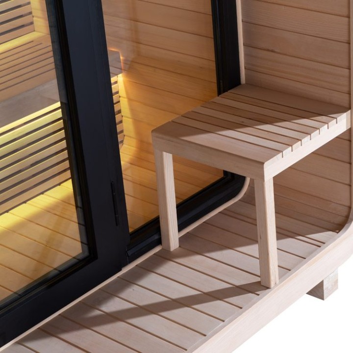 Zahradní sauna EAGO AWT Saunahaus THE CUBE X3 hemlock 225×225 9 kW Cil