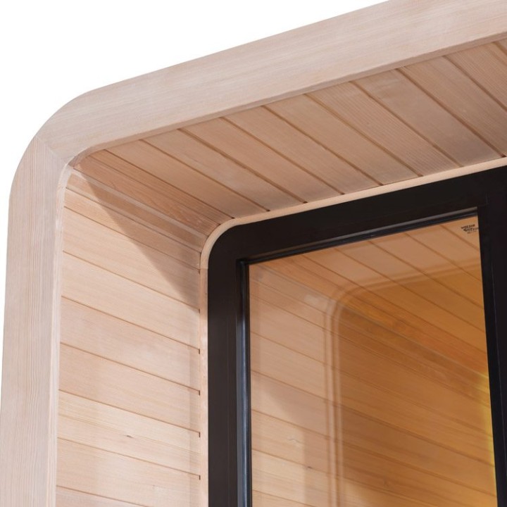 Zahradní sauna EAGO AWT Saunahaus THE CUBE X3 hemlock 225×225 9 kW EOS